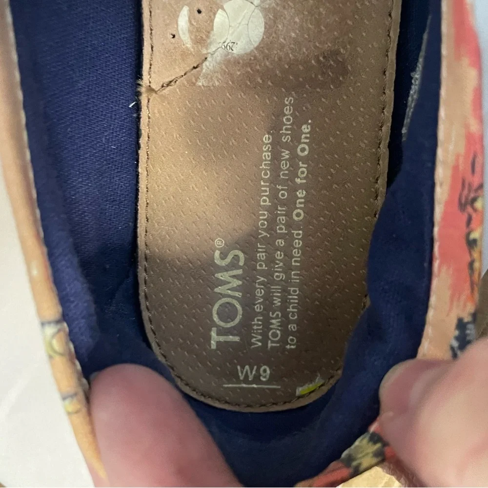 TOMS Tropical Island Sunset Canvas‎ Alpargata Shoes Womens 8 Peach Orange Multi